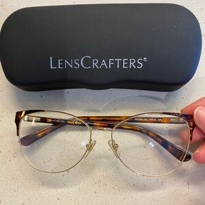 LensCrafters Brand Cat Eye Tortoise & Gold Frames -1.75 prescription